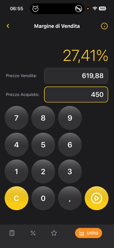 CalCom — Margine di vendita